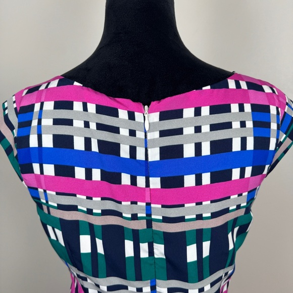 Banana Republic Sheath Dress Womens 4 Multicolor Plaid Sleeveless Lined - Picture 6 of 8